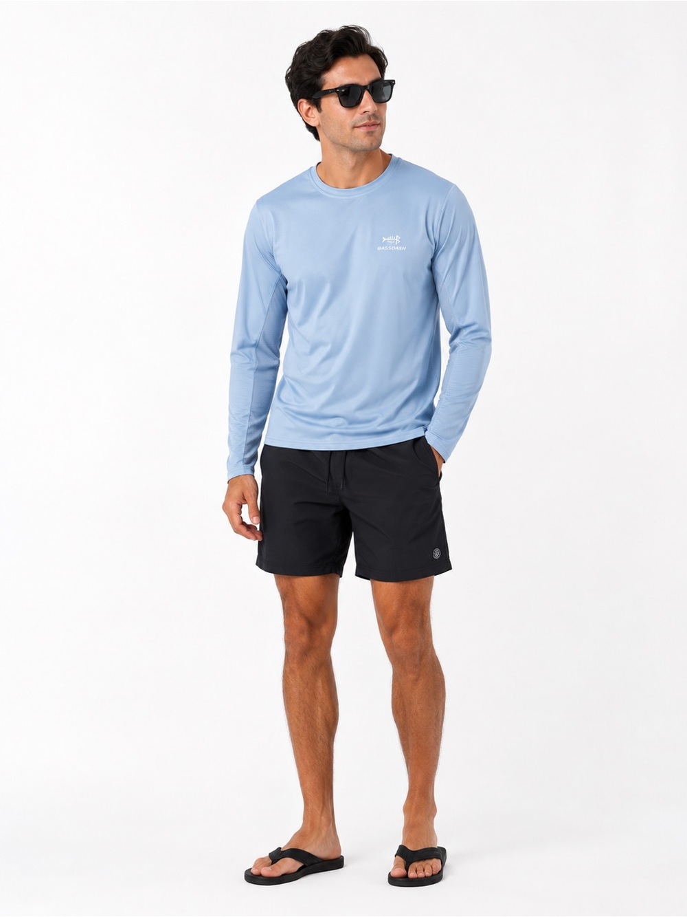 BASSDASH Light Blue Long-Sleeve Rash Guard - Performance Sun Protection